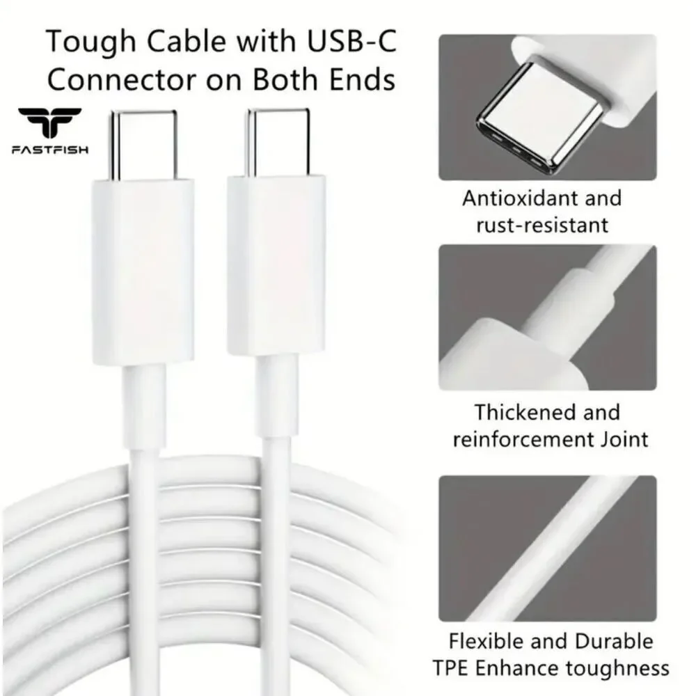 NWT 3 Pack 6 Feet Charging Cable USB C to USB-C for IPhone15/ |IPhone16/ Samsung